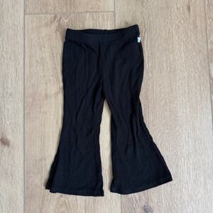 Posh Peanut Black Ribbed Bell Bottom Flare Bamboo Pants Toddler Baby Girl 12-18m